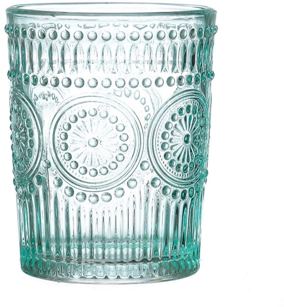 Trinkglas Vintage - Glas - 280ml - H: 10cm - mit Muster - blau Bild 1