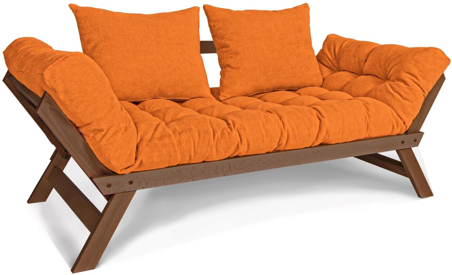 Marior HOME 'ALLEGRO' Klappsofa, Buchenholz, Walnussfarbe, Orange Bild 1