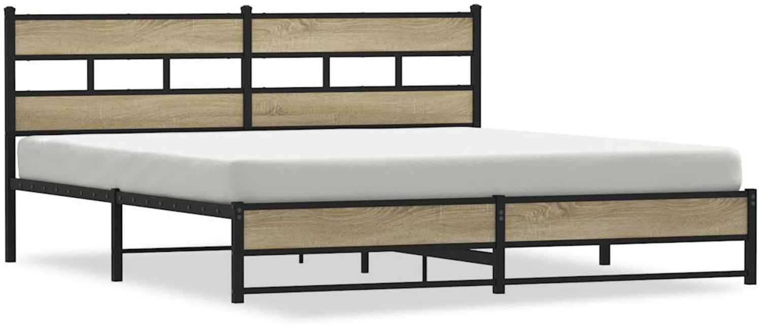 vidaXL Metallbett ohne Matratze Sonoma-Eiche 180x200 cm 3308499 Bild 1