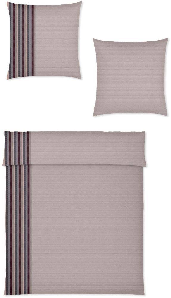 Covered Satin-Bettwäsche Border 748-1 rotbraun beige Streifen 155 x 220 cm Bild 1