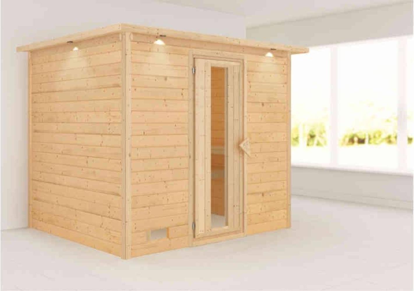 Karibu Sauna Innenkabine Sonara Innensauna 3 Sitzbänke aus Holz Saunakabine mit 40 mm Wandstärke Dampfsauna mit Montagematerial Bild 1