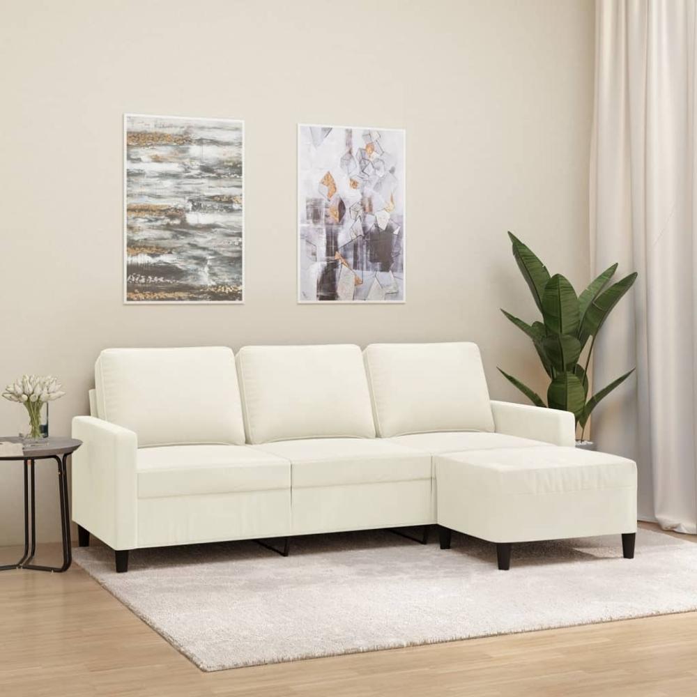 vidaXL 3-Sitzer-Sofa mit Hocker Creme 180 cm Samt 3201063 Bild 1