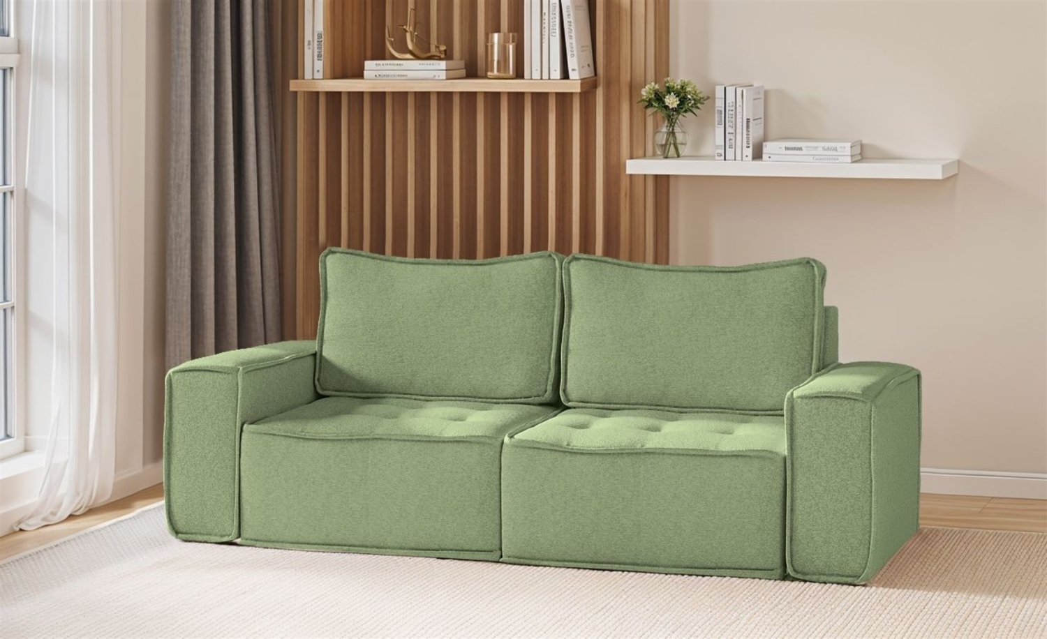 Sofa Modulsofa 2-teilig SANDE 2-Sitzer Stoff Alpine Hellgrün Bild 1