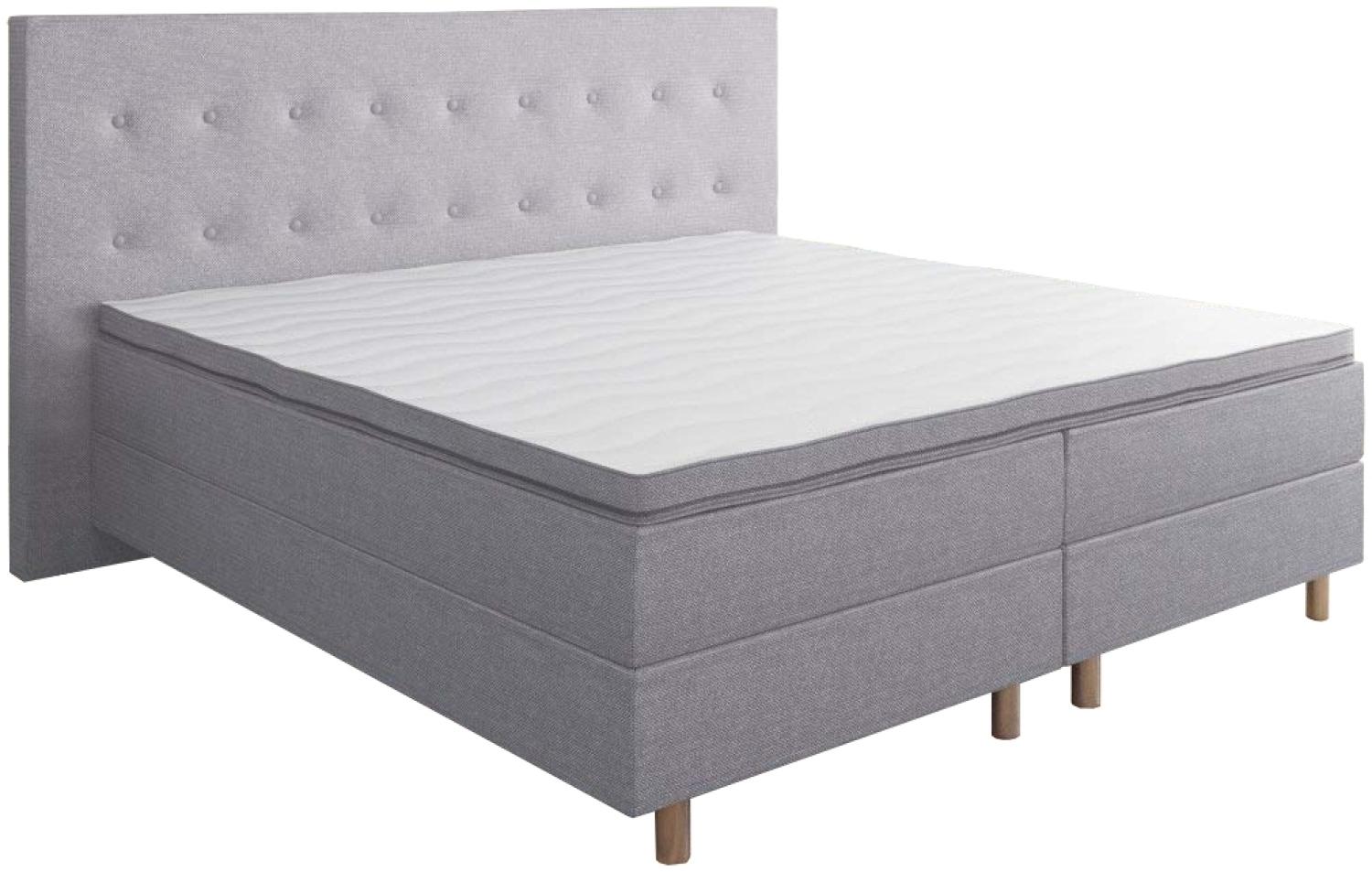 Best For You Boxspringbett Rio Barcelona Silber 5-Zonen mit Visco Topper H3 First Class Bett 200 x 200 cm Bild 1