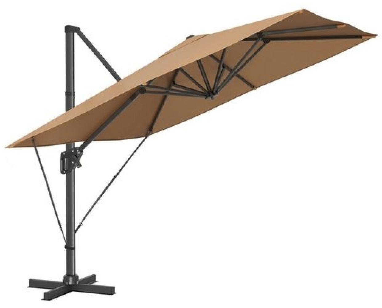 Songmics Sonnenschirm, 290 x 290 cm, UPF 50+, 360° drehbar, mit Ständer, Befestigungsgurten,Khaki Bild 1