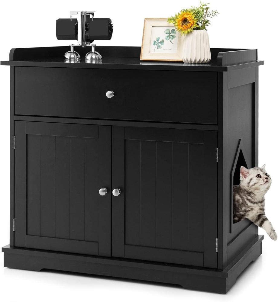 COSTWAY 4-in-1 Katzenschrank, schwarz, 76 x 53 x 74 cm Bild 1