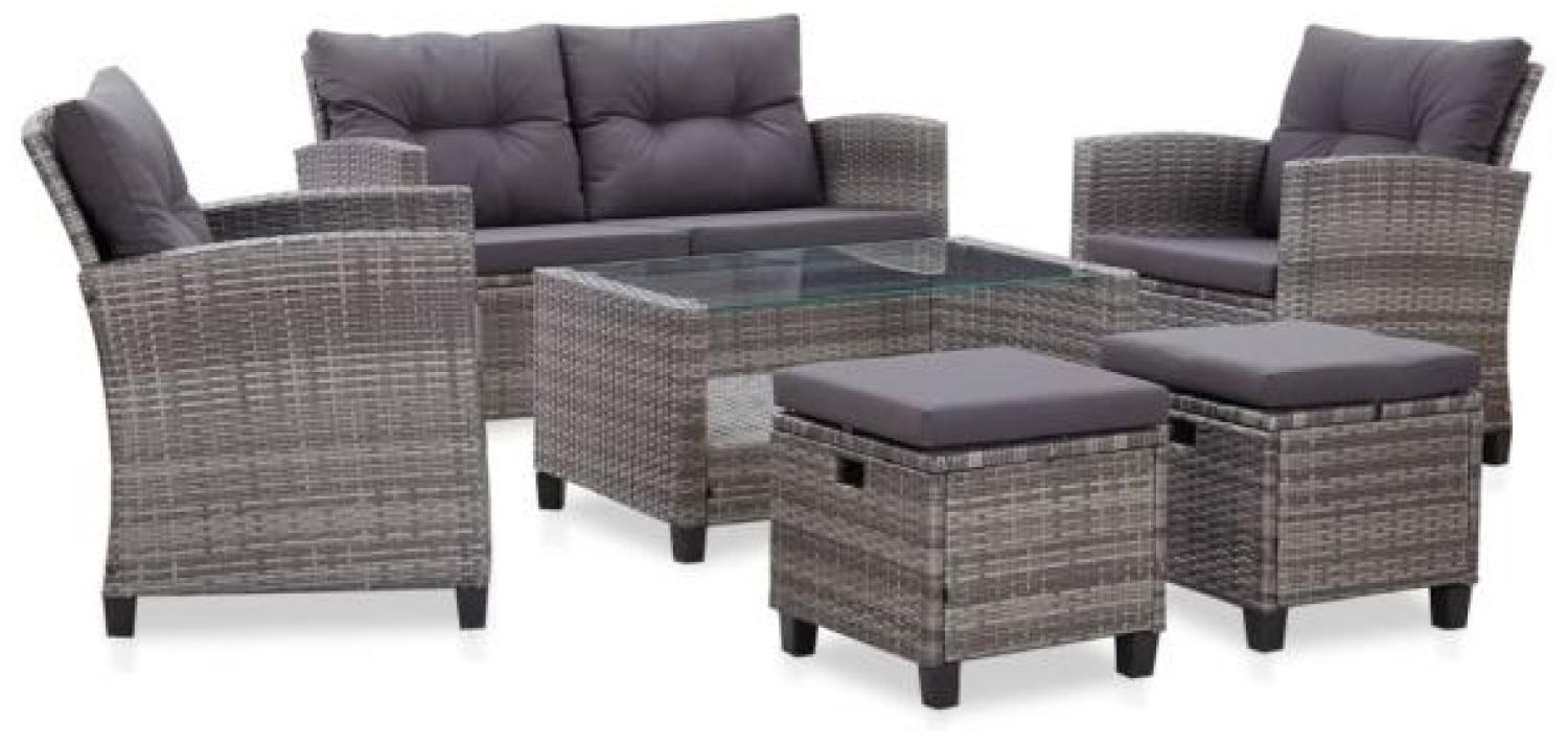 vidaXL 6-tlg. Garten-Sofagarnitur mit Auflagen Poly Rattan Dunkelgrau 46150 Bild 1