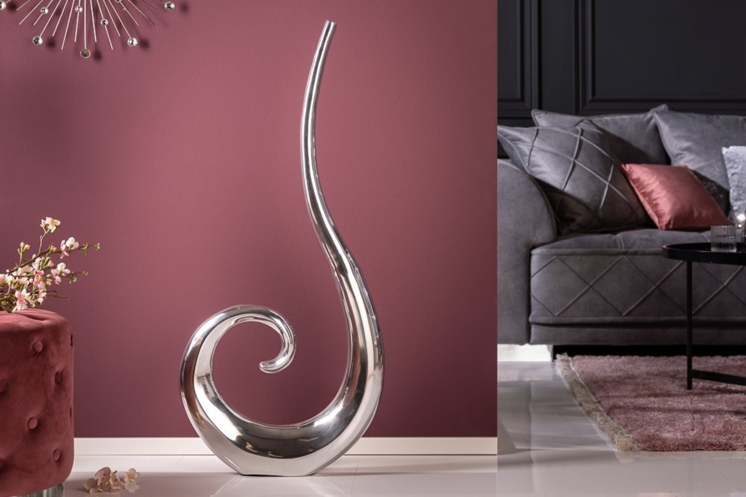 riess-ambiente Bodenvase WAVE XL 106cm silber, Vase · poliert · Dekovase · aus Aluminium Bild 1
