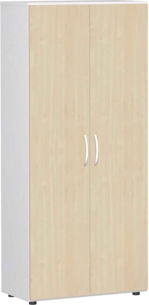 Flügeltürenschrank mit Standfüßen, Ahorn Weiß, 80 x 42 x 180 cm Bild 1