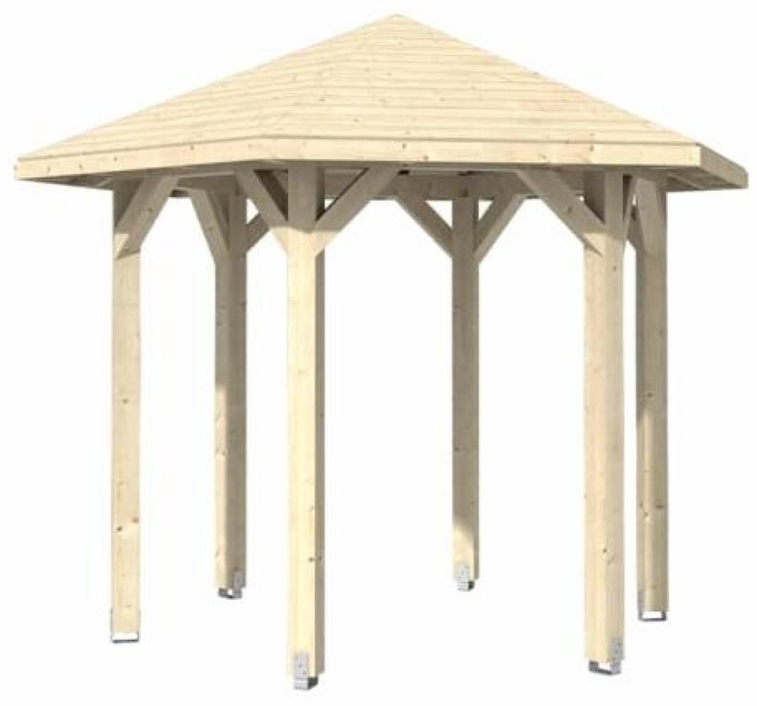 Skan Holz Holz Pavillon 6-Eck Nancy 1 | Natur | 312x360x210 cm Bild 1