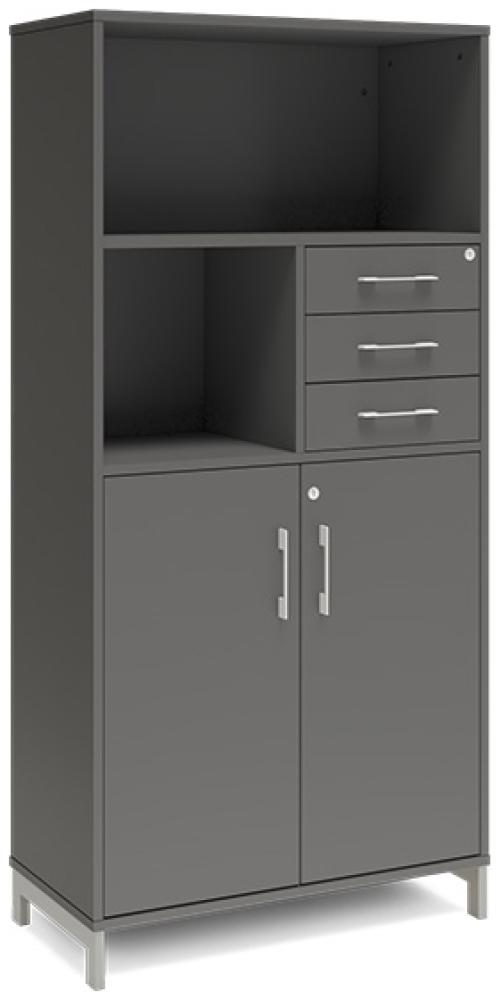 Büroschrank DNA 800x1660 mm Anthrazit/Weiß Schubladenmodul 4A4/2A4 Bild 1