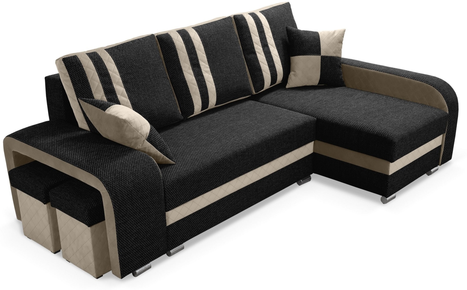 robin Ecksofa Schlafcouch mit schlaffunktion York Schlafsofa schwarz+creamy (H 102 x T 165 x B 245 cm) Bild 1
