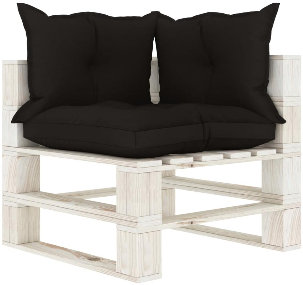 Garten-Paletten-Ecksofa mit schwarzem Kissen Holz Bild 1