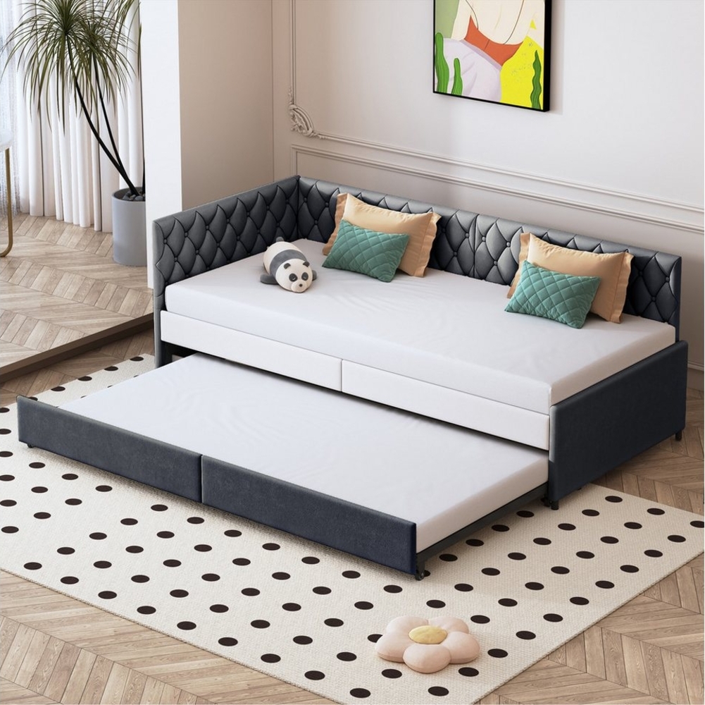 PXloue Polsterbett Daybett Tagesbett (Geeignet für Jungen und Mädchen), Schlafsofa,Mit Ausziehbett und Lattenrost, Samt, 90x200 cm Bild 1