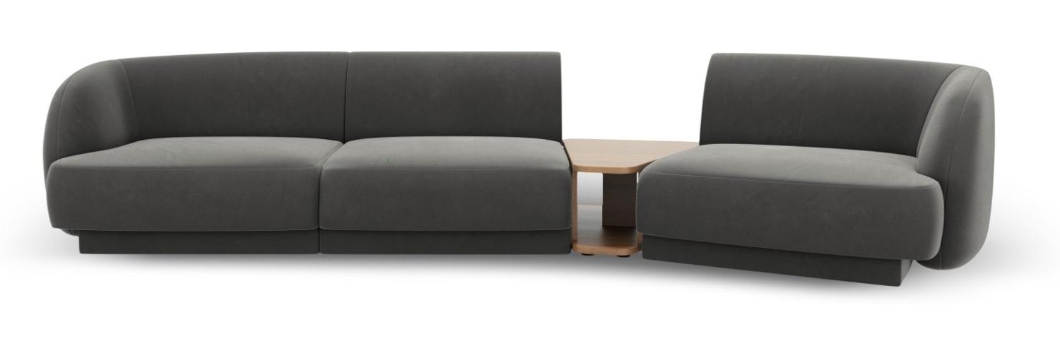 Micadoni Modulares Sofa Miley 3-Sitzer Rechts Samtstoff Hellgrau Bild 1