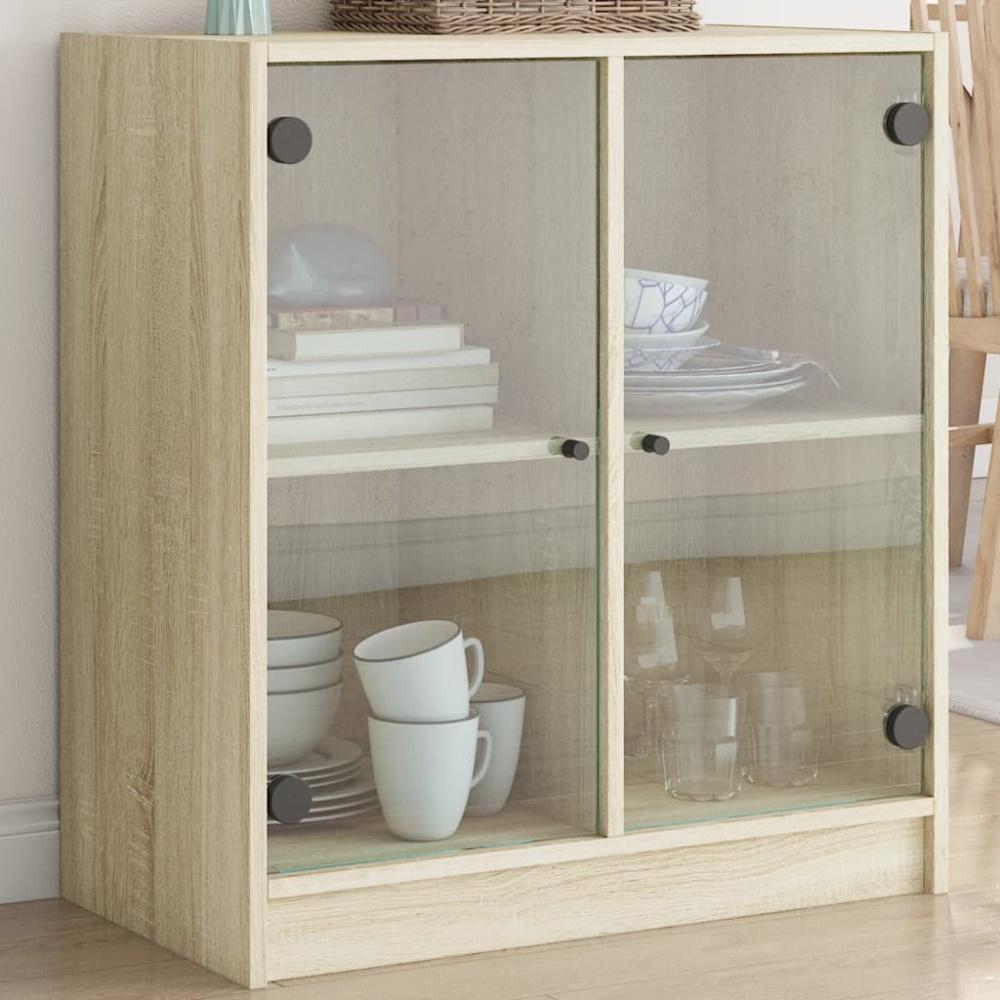 vidaXL Beistellschrank mit Glastüren Sonoma-Eiche 68x37x75,5 cm 836422 Bild 1