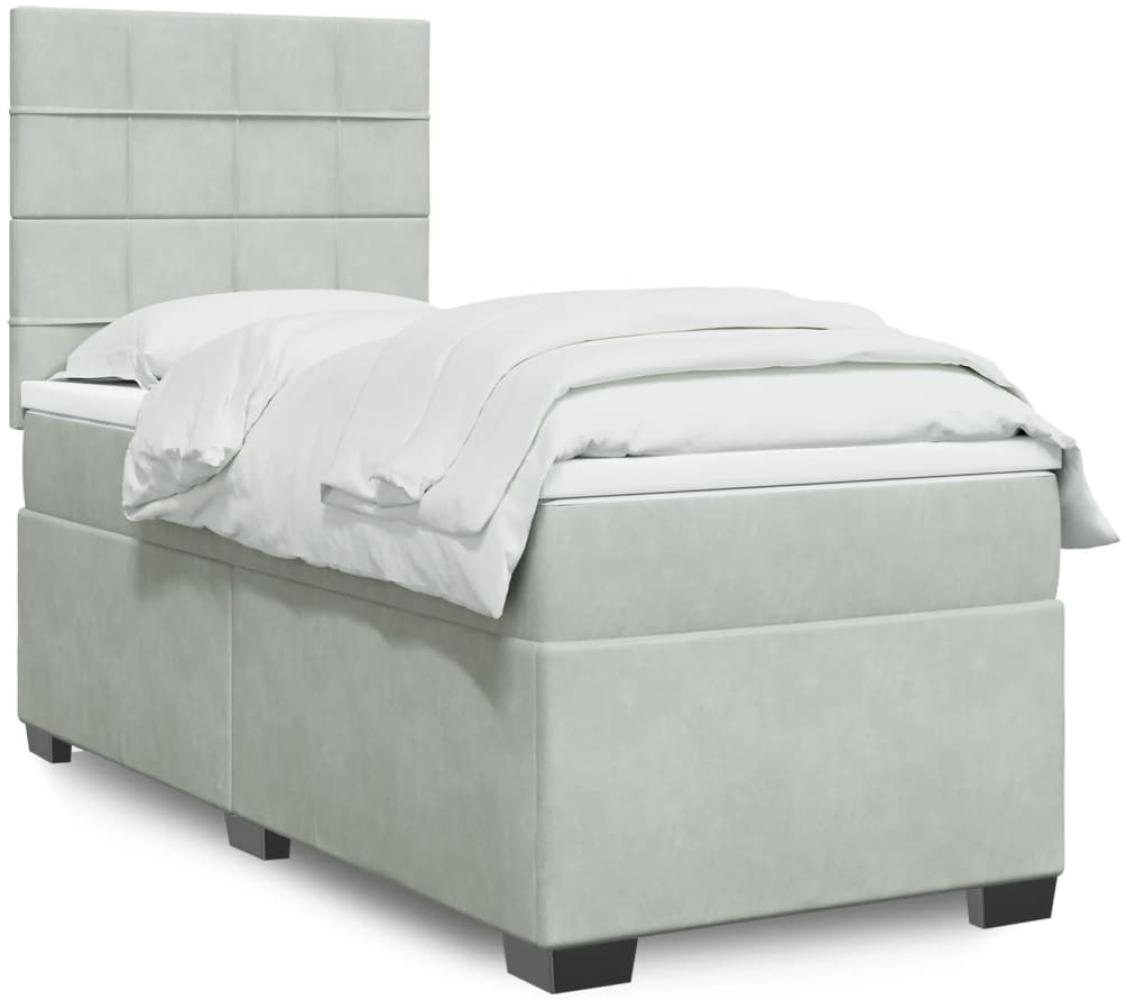 vidaXL Boxspringbett mit Matratze Hellgrau 90x190 cm Samt 3290786 Bild 1