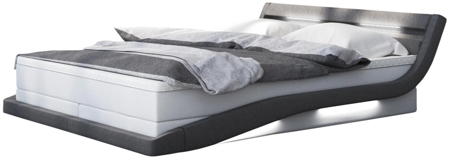SalesFever Bett Boxspringbett 180x200 cm weiß/grau LED Holz, Kunstleder Bild 1