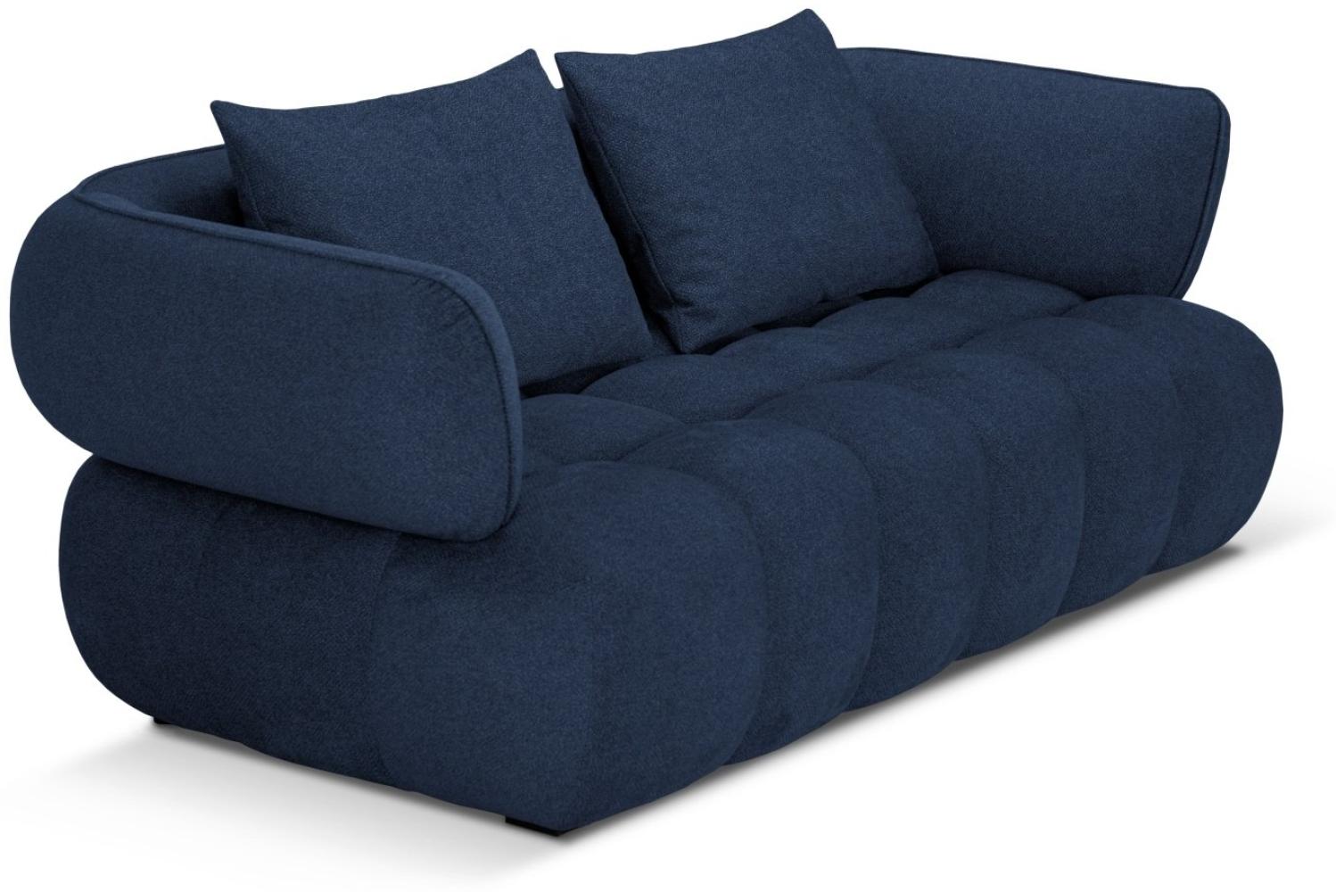 Micadoni Sofa Reese 2-Sitzer Strukturierter Samtstoff Dunkelblau Bild 1