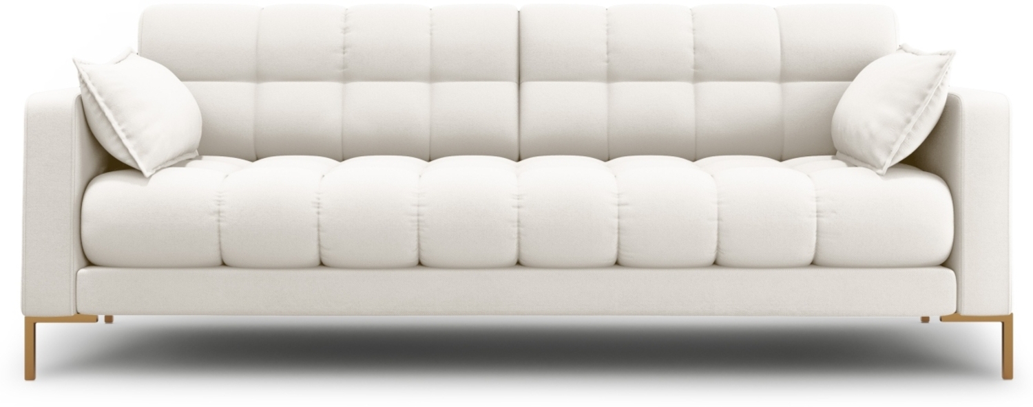 Micadoni Sofa Mamaia 3-Sitzer Strukturierter Stoff Helles Beige Metall Gold Bild 1