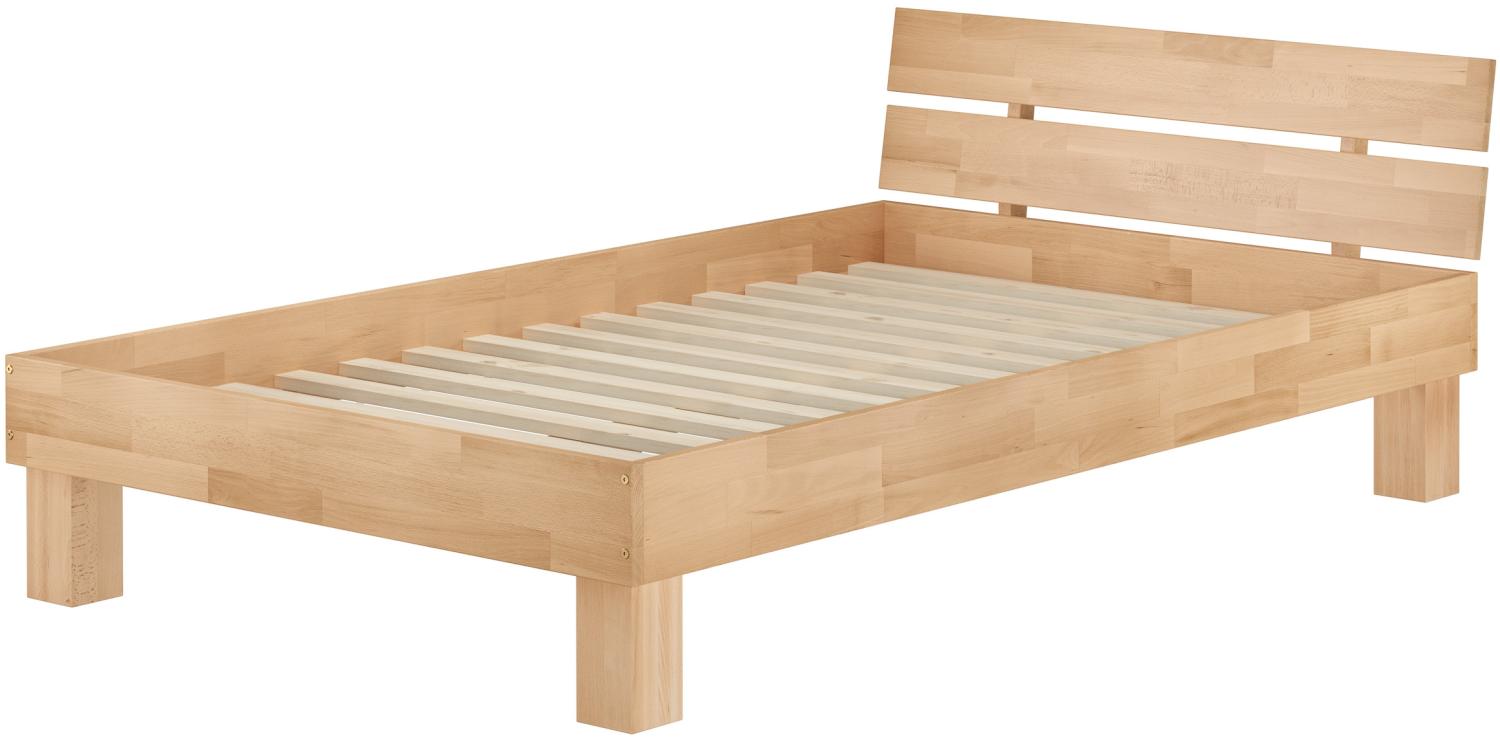 Erst-Holz Einzelbett Futonbett 120x200 Buchebett Massivholz natur Jugendbett Rollrost 60. 80-12 Bild 1