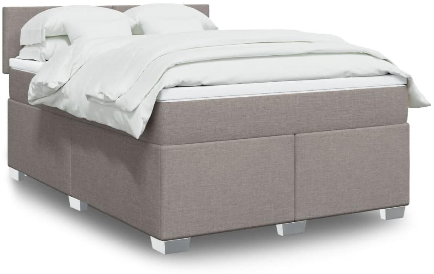 vidaXL Boxspringbett mit Matratze Taupe 160x200 cm Stoff 3288236 Bild 1