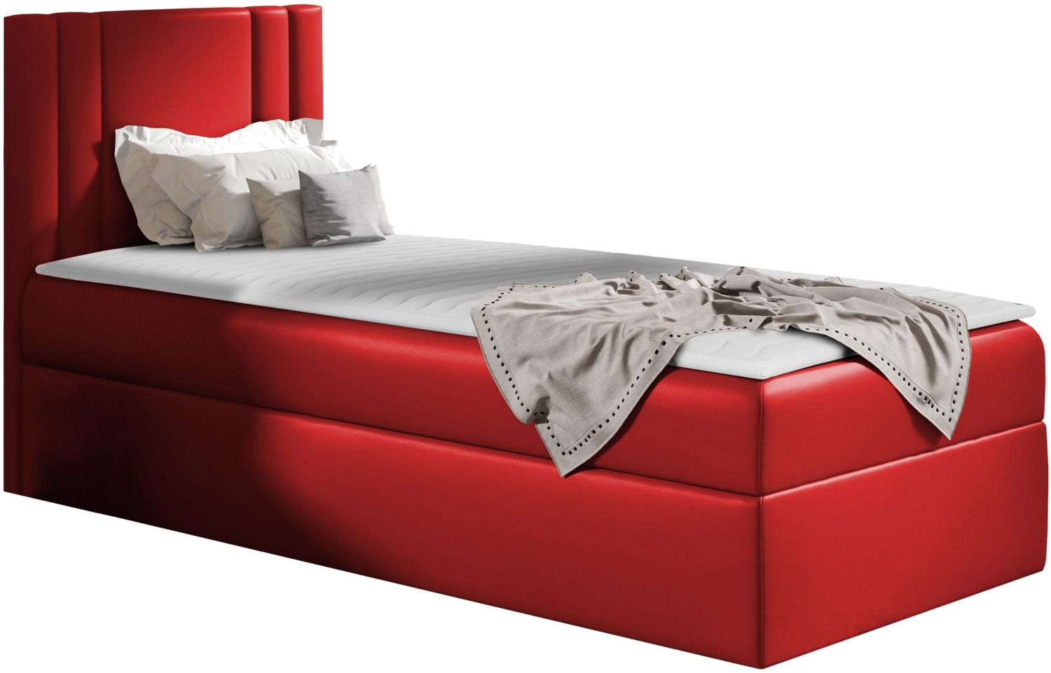 Boxspringbett 'Harlon Mini' links, rot, 90x200 cm Bild 1