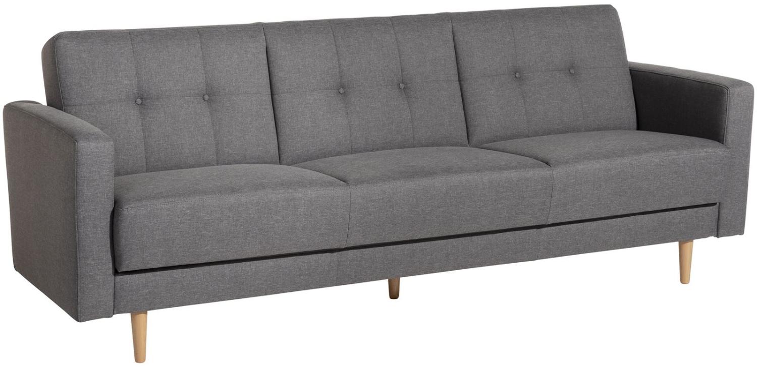 Jesper Sofa 3-Sitzer mit Bettfunktion Flachgewebe Hellgrau Buche Natur Bild 1