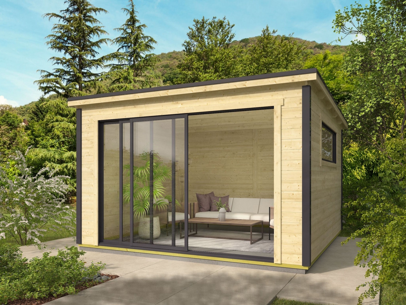 Fjordholz Gartenhaus Modell Poel-2 Grau Bild 1