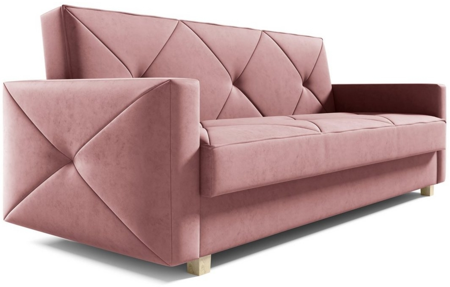 MOEBLO Schlafsofa PRETORIA, Couch Schlafsofa Bettsofa Kippsofa 3-Sitzer aus Samt - (BxHxT): 215 x 88 x 95 cm, mit Schlaffunktion und Bettkasten Bild 1