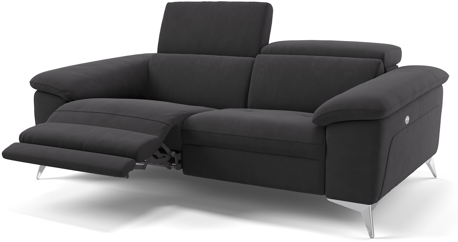 Sofanella Zweisitzer STELLA Stoffsofa verstellbar Couch in Schwarz Bild 1