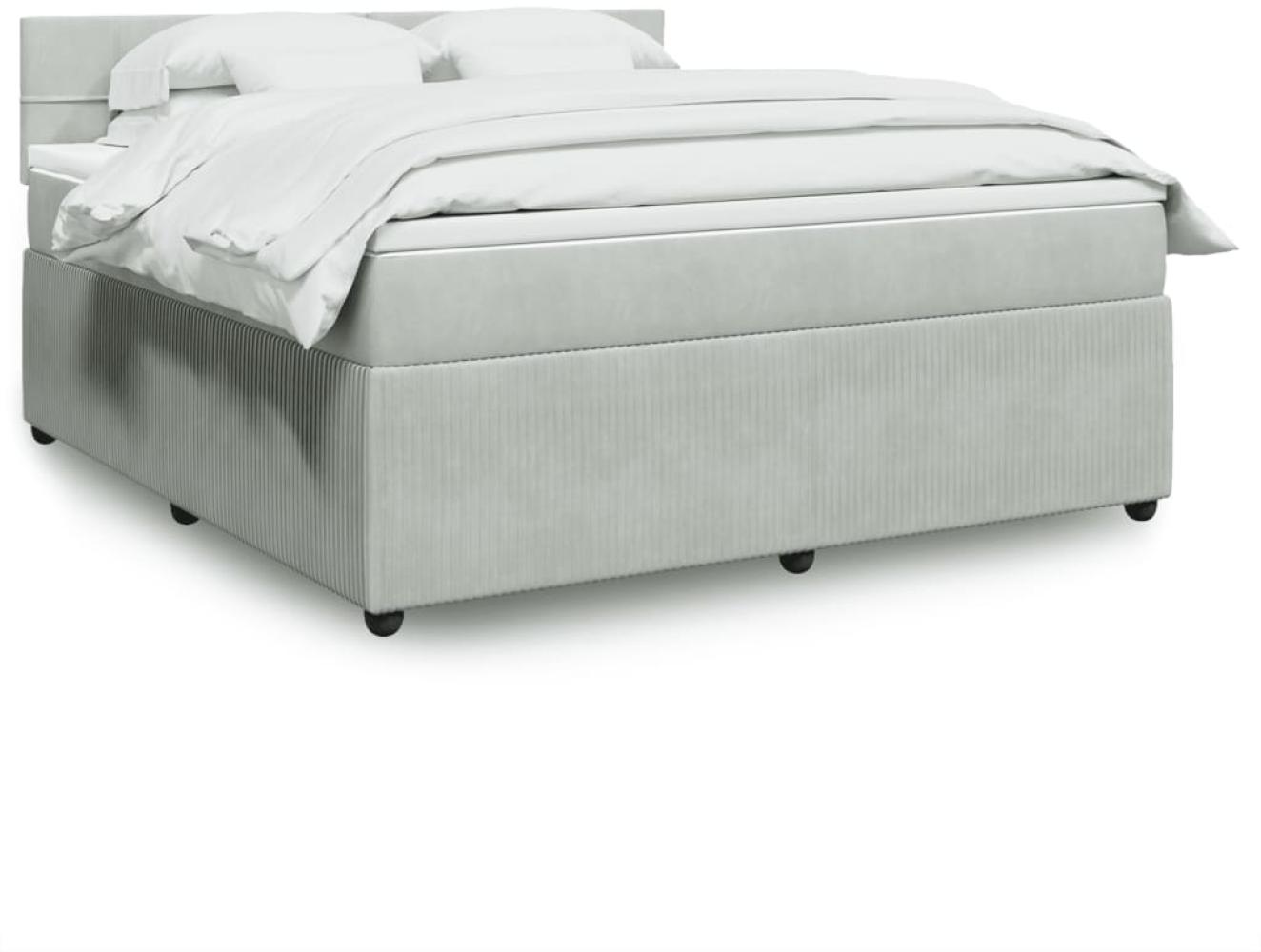 vidaXL Boxspringbett mit Matratze Hellgrau 180x200 cm Samt 3290106 Bild 1