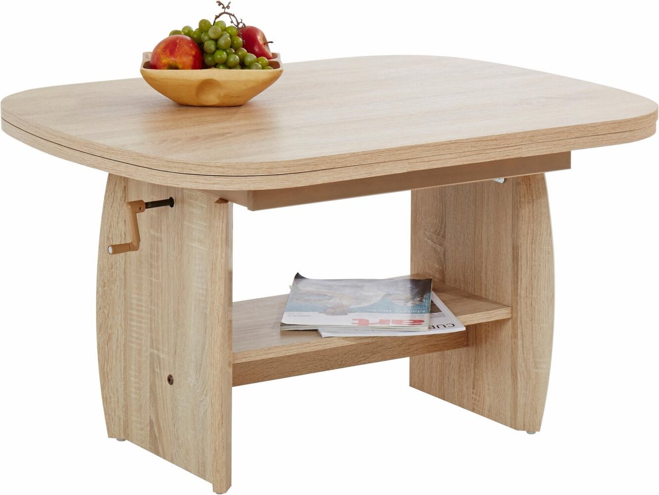 Ilert 'Michael III' Couchtisch, Wohnzimmertisch, Eiche Sägerau Dekor, ausziehbar und höhenverstellbar, ca. 90-142 cm Bild 1