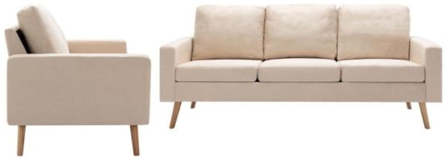 vidaXL 2-tlg. Sofagarnitur Stoff Creme 3056637 Bild 1