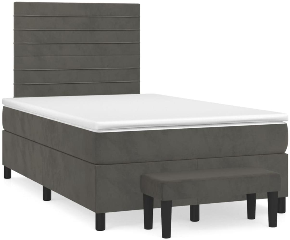 vidaXL Boxspringbett mit Matratze Dunkelgrau 120x200 cm Samt 3137894 Bild 1