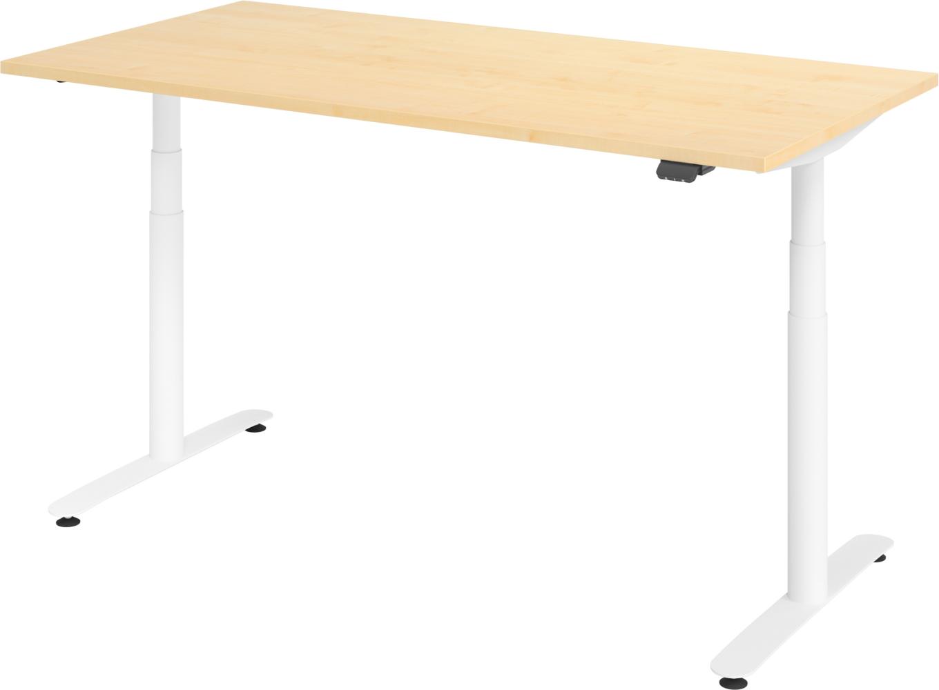 bümö® smarter Schreibtisch Serie-XDLR elektrisch höhenverstellbar mit App-Steuerung 160 x 80 cm in Ahorn / Weiß Bild 1