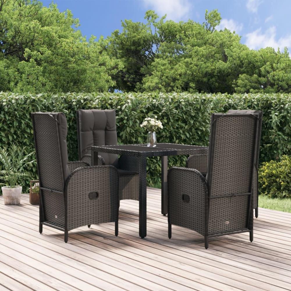 vidaXL 5-tlg. Garten-Essgruppe mit Kissen Schwarz Poly Rattan 3185054 Bild 1