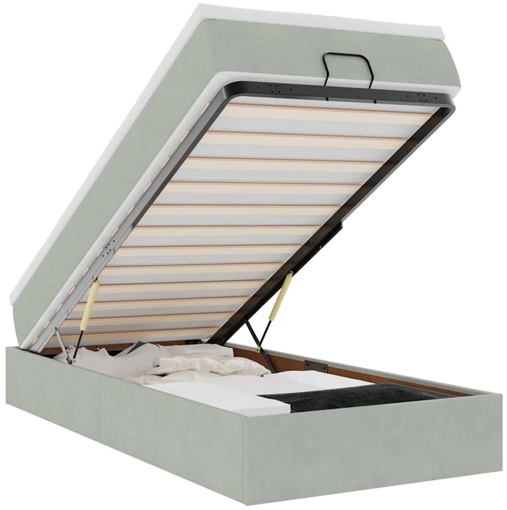 vidaXL Ottoman-Bett mit Matratze Hellgrau 90x190 cm Samt 3311153 Bild 1