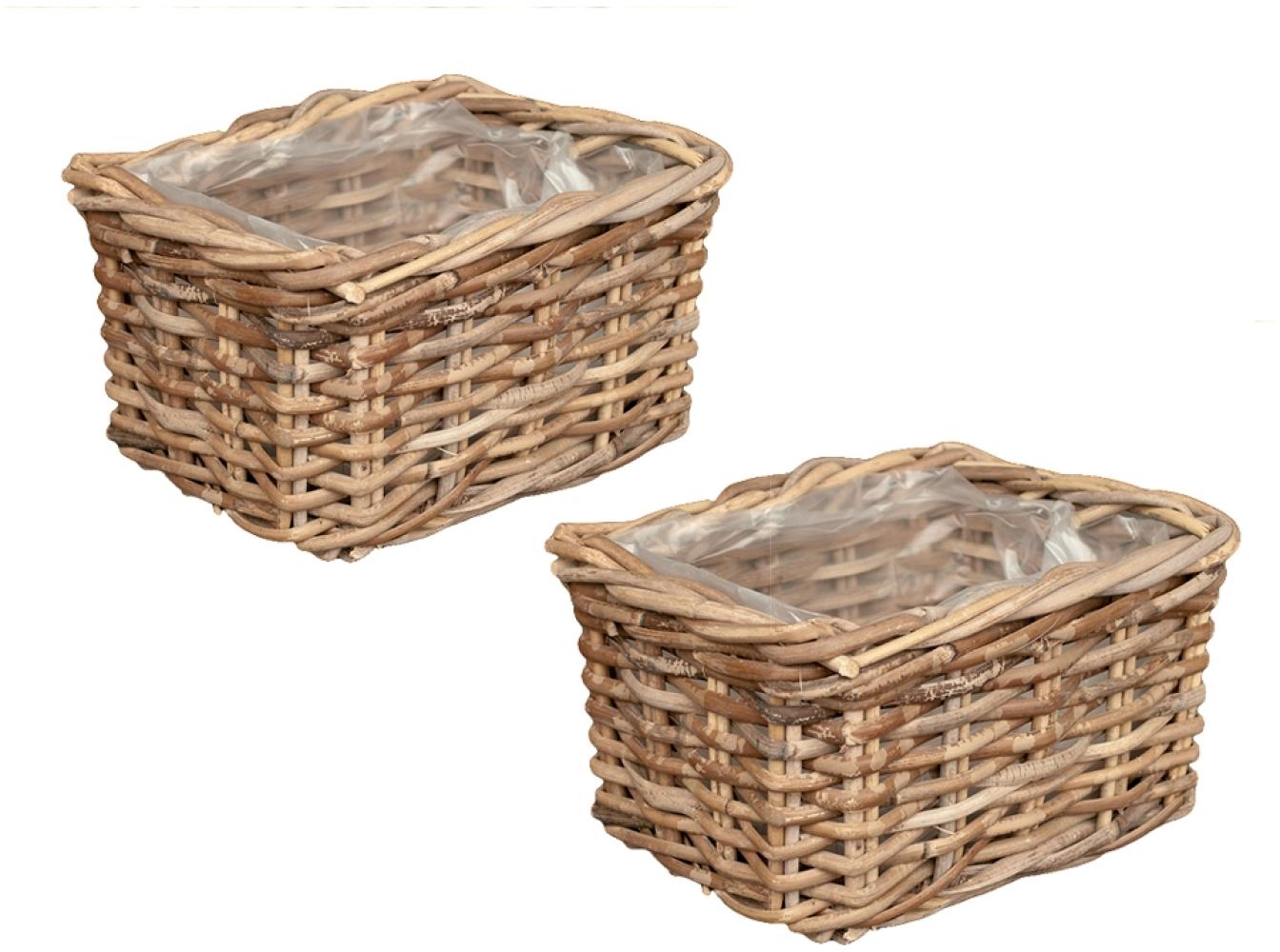 2tlg. Pflanzkorb-Set VERONA-Rechteckig ca. L25cm Rattan Blumenkasten Übertopf Bild 1