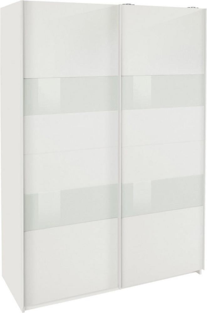 Schwebetürenschrank Altona Kleiderschrank 135x65x198cm weiß Weißglas 2-türig Bild 1