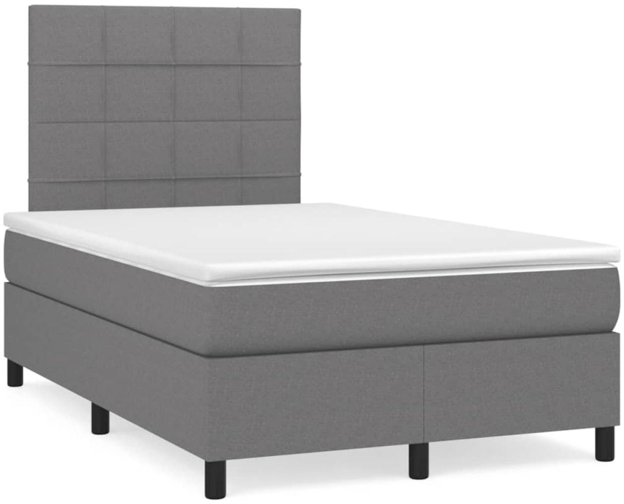 vidaXL Boxspringbett mit Matratze & LED Dunkelgrau 120x190 cm Stoff 3270198 Bild 1