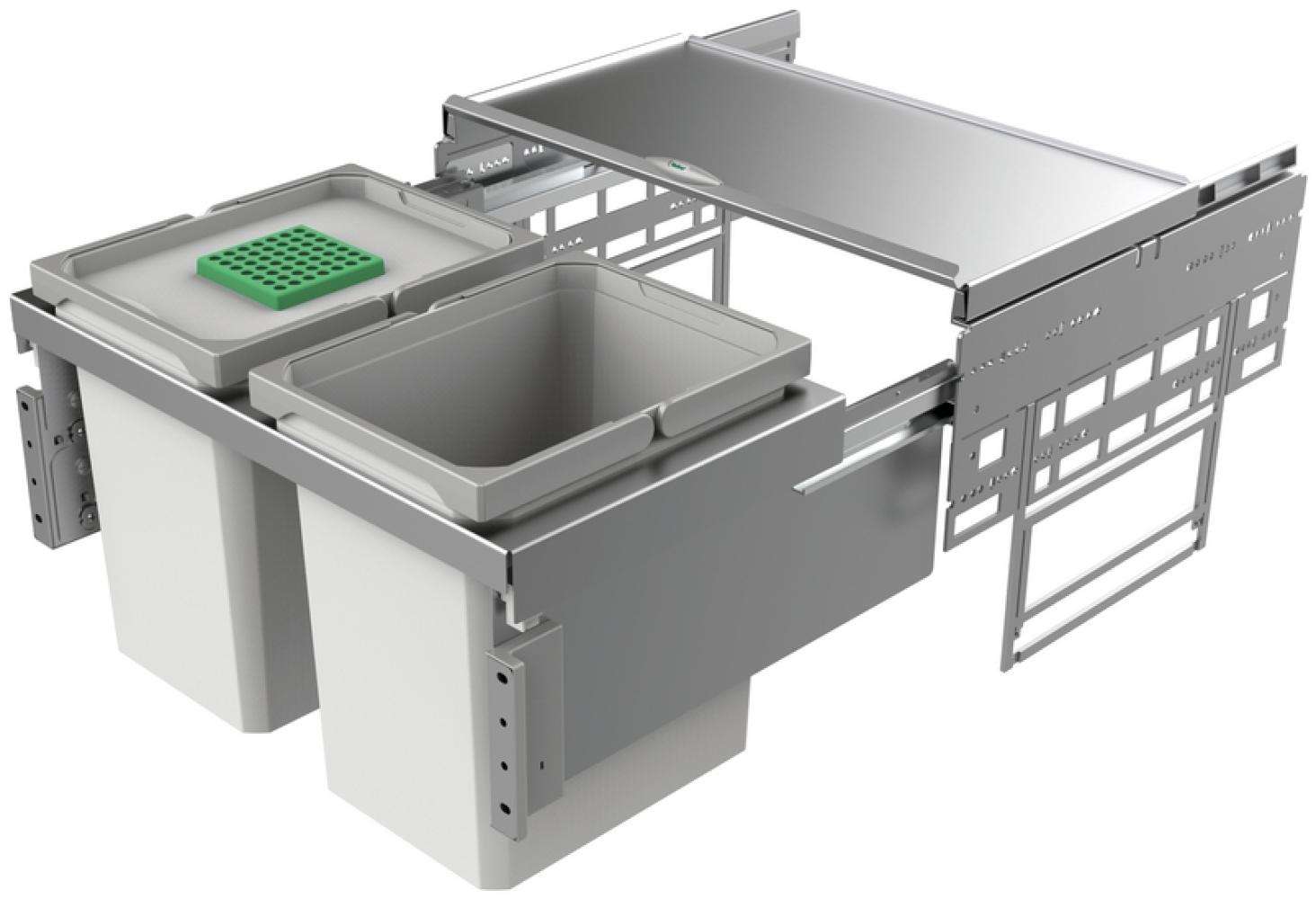 Abfallsorter COX Base 360 K/600-2 hellgrau mit Biodeckel / 60 cm Schrankbreite / Abfalleimer / Abfallsammler / Mülleimer Bild 1