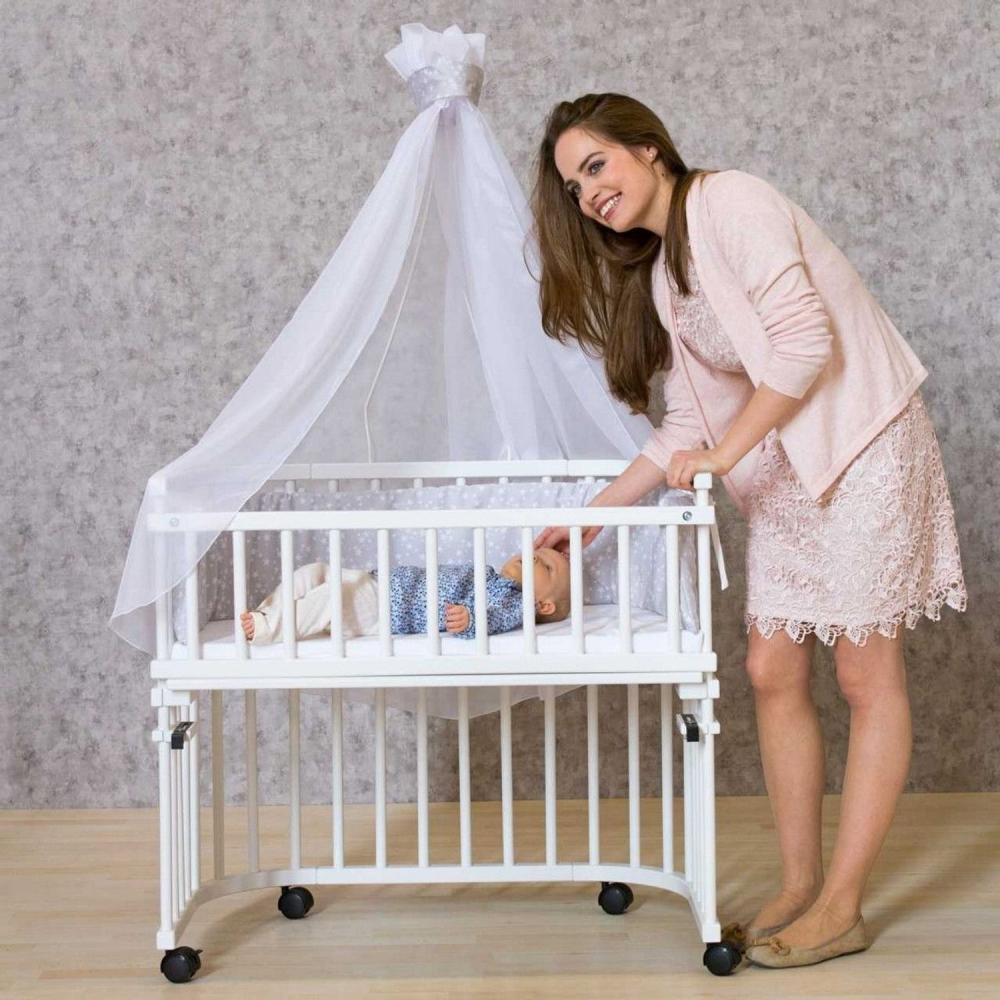 babybay Himmel Piqué mit Band passend für alle Modelle, taupe Sterne weiß Bild 1