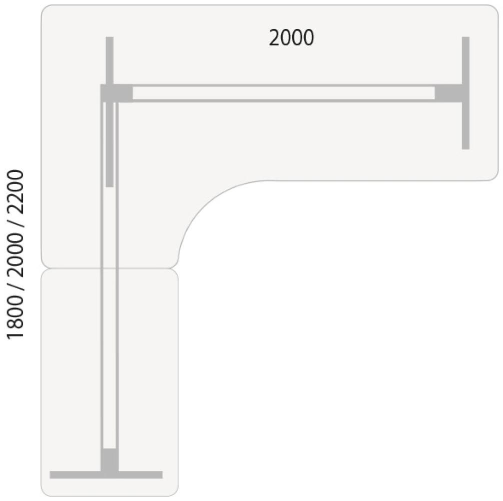 Hebe-/Senktisch DNA Anthrazit 2000x2000 mm Links 3-beinig/Schwarz Bild 1