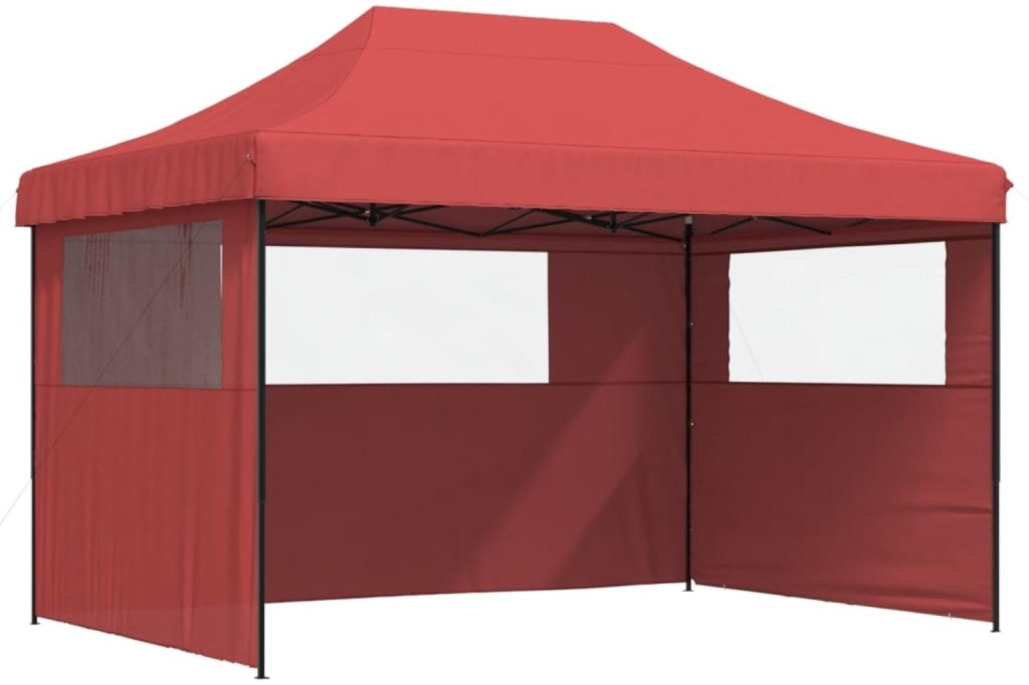 vidaXL Pop-Up Partyzelt, faltbar, faltbar, mit 3 Seitenteilen, Stahl / PE, Burgunderrot, 315 x 410 x 279 cm Bild 1