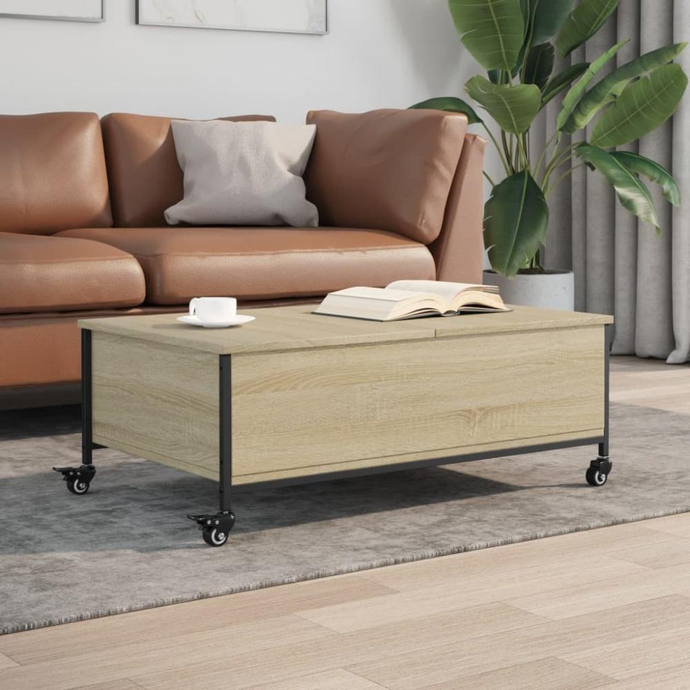 vidaXL Couchtisch mit Rollen Sonoma-Eiche 91x55x34 cm Holzwerkstoff 842297 Bild 1