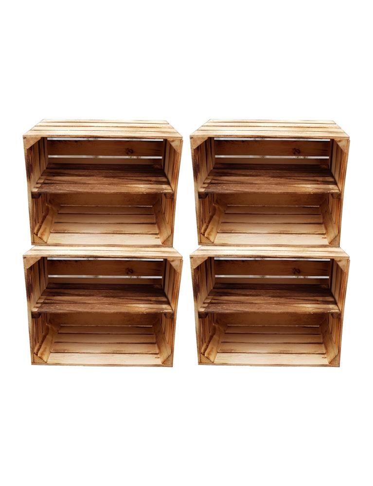 Holzkisten Regal 4er Set 50 x 40 x 30cm Geflammt Ablage Lang Bild 1