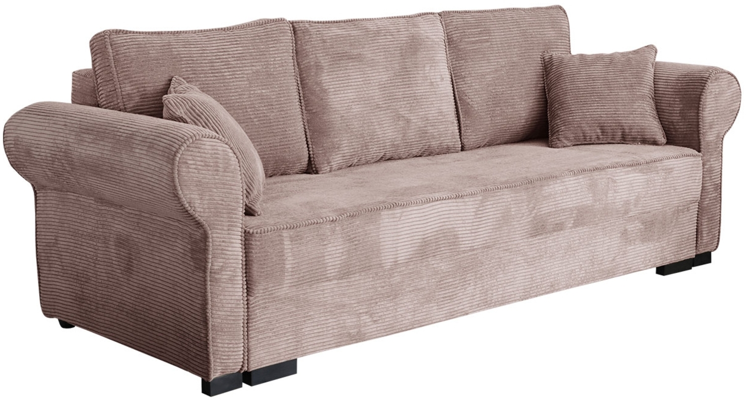 Mirjan24 'Olimpia' Schlafsofa mit Bettkasten, Cord, 92 x 92 x 234 cm, Rosa Bild 1