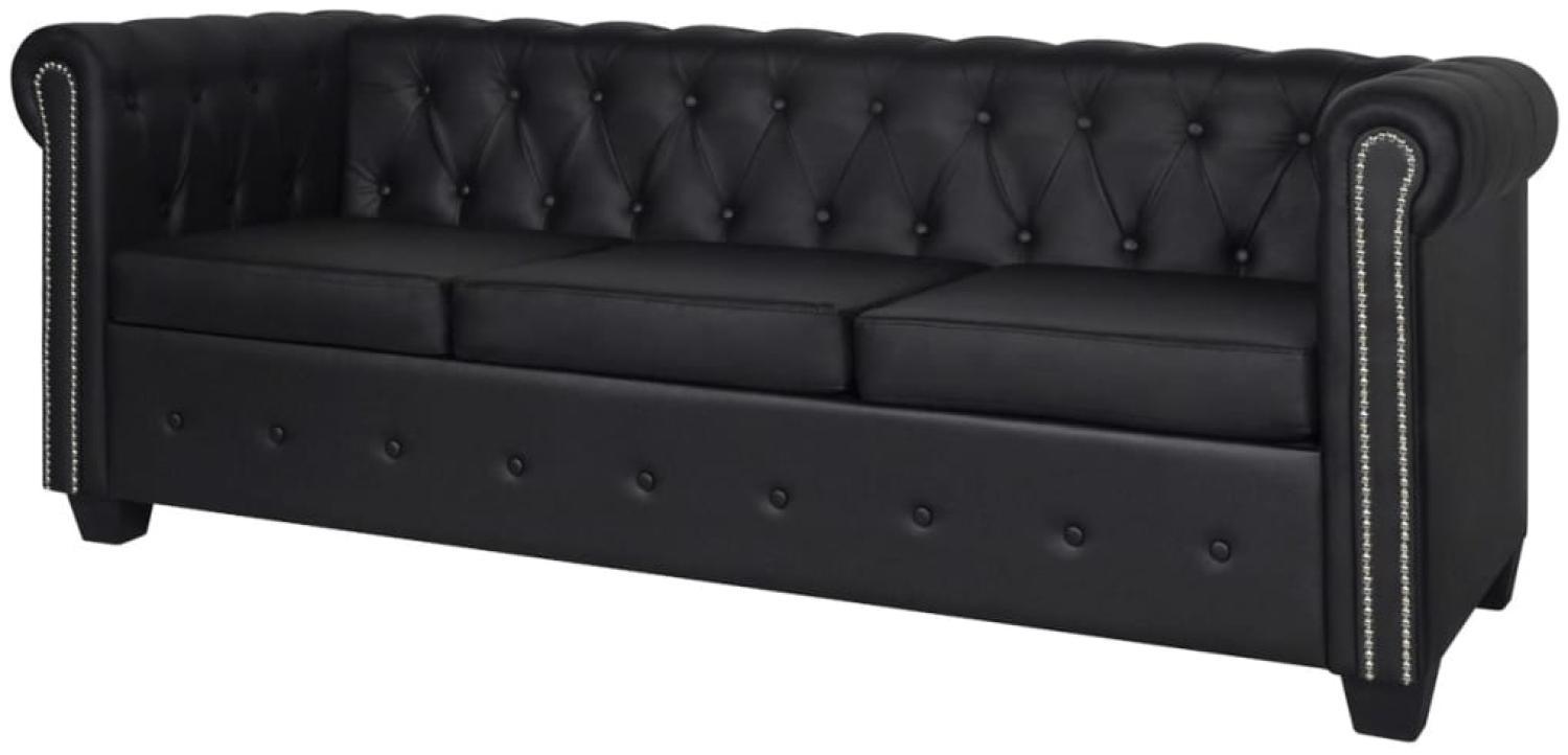 Chesterfield-Sofa 3-Sitzer Kunstleder Schwarz Bild 1