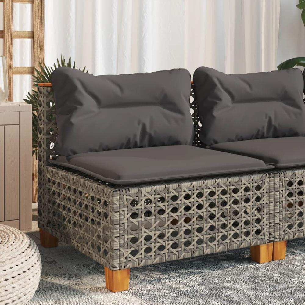 vidaXL Gartensofa ohne Armlehnen mit Kissen Grau Poly Rattan 365927 Bild 1